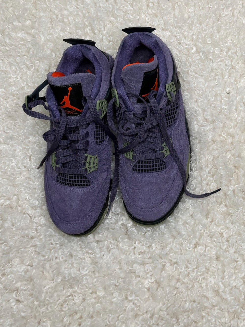 Jordan Men's Purple Suede High-Top Sneakers with Black & Orange Accents